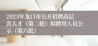 2023年龙口市公开招聘高层次人才（第二轮）拟聘用人员公示（第六批）