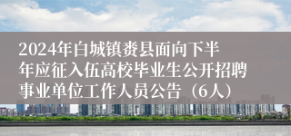 2024年白城镇赉县面向下半年应征入伍高校毕业生公开招聘事业单位工作人员公告（6人）