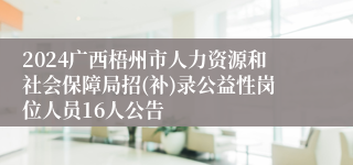 2024广西梧州市人力资源和社会保障局招(补)录公益性岗位人员16人公告