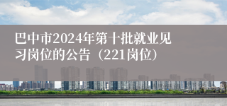 巴中市2024年第十批就业见习岗位的公告（221岗位）