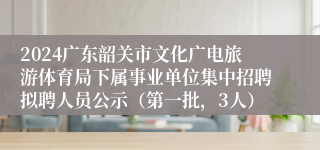 2024广东韶关市文化广电旅游体育局下属事业单位集中招聘拟聘人员公示（第一批，3人）