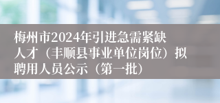 梅州市2024年引进急需紧缺人才（丰顺县事业单位岗位）拟聘用人员公示（第一批）