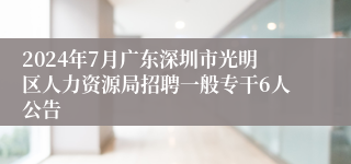 2024年7月广东深圳市光明区人力资源局招聘一般专干6人公告