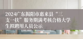 2024广东揭阳市惠来县“三支一扶”服务期满考核合格大学生拟聘用人员公示