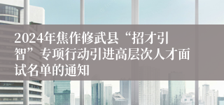 2024年焦作修武县“招才引智”专项行动引进高层次人才面试名单的通知