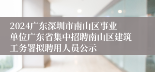 2024广东深圳市南山区事业单位广东省集中招聘南山区建筑工务署拟聘用人员公示