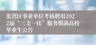 张湾区事业单位考核聘用2022届“三支一扶”服务期满高校毕业生公告