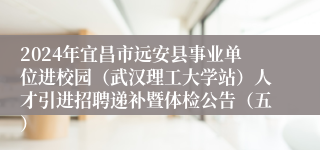 2024年宜昌市远安县事业单位进校园（武汉理工大学站）人才引进招聘递补暨体检公告（五）