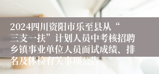 2024四川资阳市乐至县从“三支一扶”计划人员中考核招聘乡镇事业单位人员面试成绩、排名及体检有关事项公告