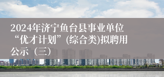 2024年济宁鱼台县事业单位“优才计划”(综合类)拟聘用公示（三）