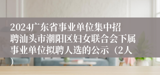 2024广东省事业单位集中招聘汕头市潮阳区妇女联合会下属事业单位拟聘人选的公示（2人）