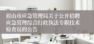 眉山市应急管理局关于公开招聘应急管理综合行政执法专职技术检查员的公告