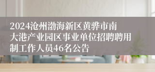 2024沧州渤海新区黄骅市南大港产业园区事业单位招聘聘用制工作人员46名公告