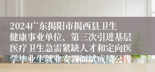 2024广东揭阳市揭西县卫生健康事业单位、第三次引进基层医疗卫生急需紧缺人才和定向医学毕业生就业安置面试成绩公告