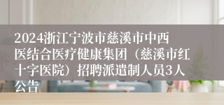 2024浙江宁波市慈溪市中西医结合医疗健康集团（慈溪市红十字医院）招聘派遣制人员3人公告