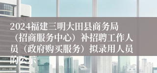 2024福建三明大田县商务局（招商服务中心）补招聘工作人员（政府购买服务）拟录用人员的公示