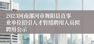 2023河南漯河市舞阳县直事业单位招引人才暂缓聘用人员拟聘用公示