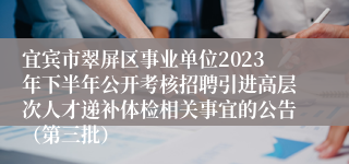 宜宾市翠屏区事业单位2023年下半年公开考核招聘引进高层次人才递补体检相关事宜的公告（第三批）