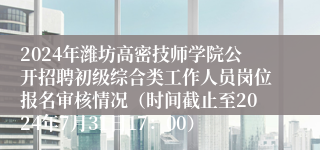 2024年潍坊高密技师学院公开招聘初级综合类工作人员岗位报名审核情况（时间截止至2024年7月31日17：00）