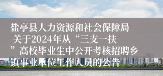 盐亭县人力资源和社会保障局  关于2024年从“三支一扶”高校毕业生中公开考核招聘乡镇事业单位工作人员的公告