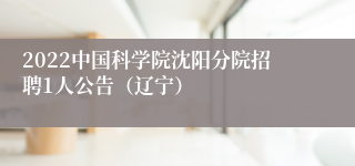 2022中国科学院沈阳分院招聘1人公告（辽宁）