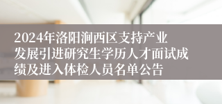 2024年洛阳涧西区支持产业发展引进研究生学历人才面试成绩及进入体检人员名单公告