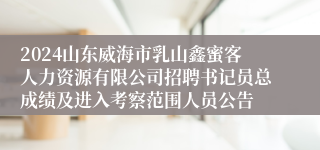 2024山东威海市乳山鑫蜜客人力资源有限公司招聘书记员总成绩及进入考察范围人员公告