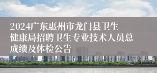 2024广东惠州市龙门县卫生健康局招聘卫生专业技术人员总成绩及体检公告