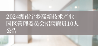 2024湖南宁乡高新技术产业园区管理委员会招聘雇员10人公告