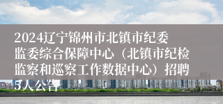 2024辽宁锦州市北镇市纪委监委综合保障中心（北镇市纪检监察和巡察工作数据中心）招聘5人公告