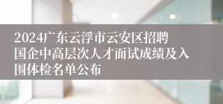 2024广东云浮市云安区招聘国企中高层次人才面试成绩及入围体检名单公布