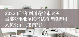 2023下半年四川遂宁市大英县部分事业单位考试招聘拟聘用人员公示（第四批）