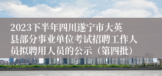 2023下半年四川遂宁市大英县部分事业单位考试招聘工作人员拟聘用人员的公示（第四批）