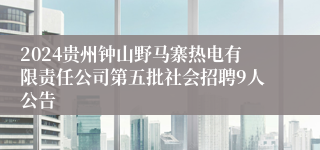 2024贵州钟山野马寨热电有限责任公司第五批社会招聘9人公告