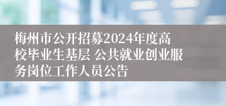 梅州市公开招募2024年度高校毕业生基层 公共就业创业服务岗位工作人员公告