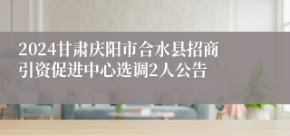 2024甘肃庆阳市合水县招商引资促进中心选调2人公告