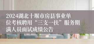 2024湖北十堰市房县事业单位考核聘用“三支一扶”服务期满人员面试成绩公告