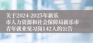 关于2024-2025年新乐市人力资源和社会保障局新乐市青年就业见习岗142人的公告