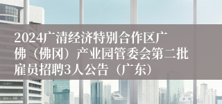 2024广清经济特别合作区广佛（佛冈）产业园管委会第二批雇员招聘3人公告（广东）