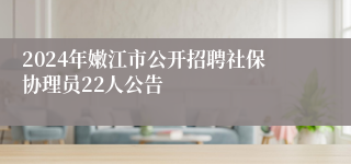 2024年嫩江市公开招聘社保协理员22人公告