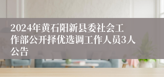 2024年黄石阳新县委社会工作部公开择优选调工作人员3人公告