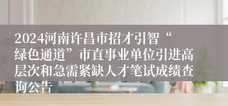 2024河南许昌市招才引智“绿色通道”市直事业单位引进高层次和急需紧缺人才笔试成绩查询公告