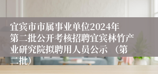 宜宾市市属事业单位2024年第二批公开考核招聘宜宾林竹产业研究院拟聘用人员公示 （第二批）