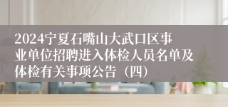 2024宁夏石嘴山大武口区事业单位招聘进入体检人员名单及体检有关事项公告（四）