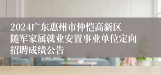 2024广东惠州市仲恺高新区随军家属就业安置事业单位定向招聘成绩公告