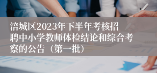 涪城区2023年下半年考核招聘中小学教师体检结论和综合考察的公告（第一批）