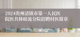 2024贵州清镇市第一人民医院医共体暗流分院招聘村医简章