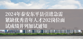 2024年泰安东平县引进急需紧缺优秀青年人才202岗位面试成绩并列加试通知