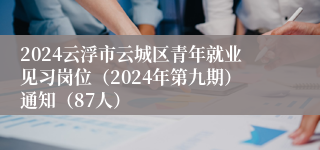 2024云浮市云城区青年就业见习岗位（2024年第九期）通知（87人）