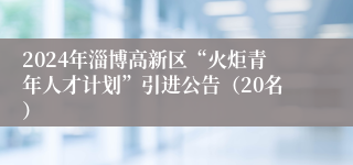 2024年淄博高新区“火炬青年人才计划”引进公告（20名）